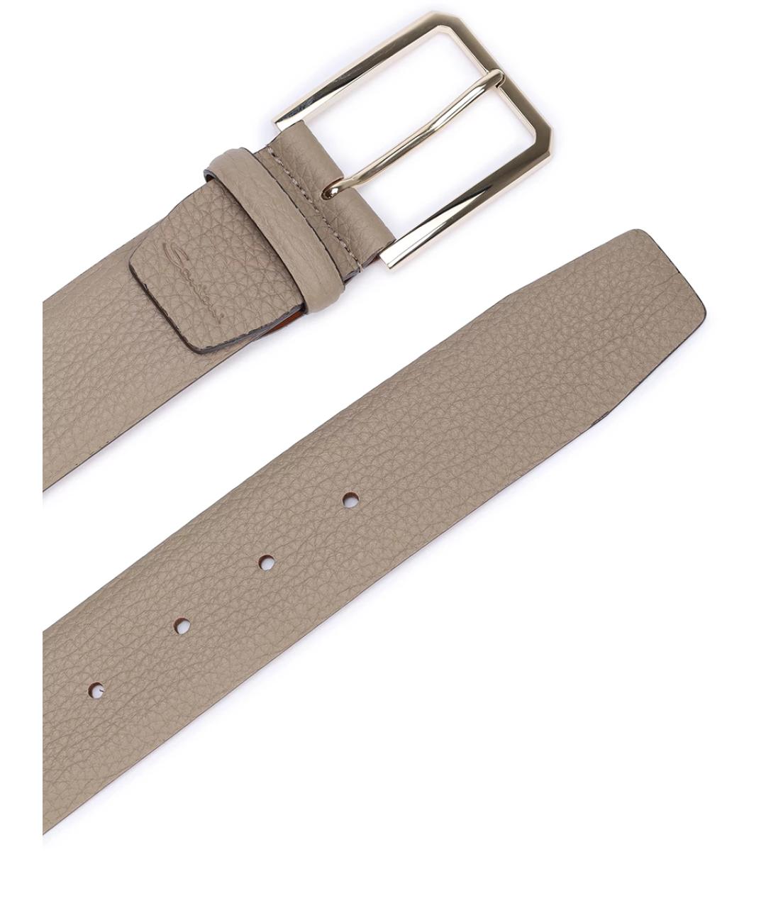 SANTONI Бежевый кожаный ремень, фото 3