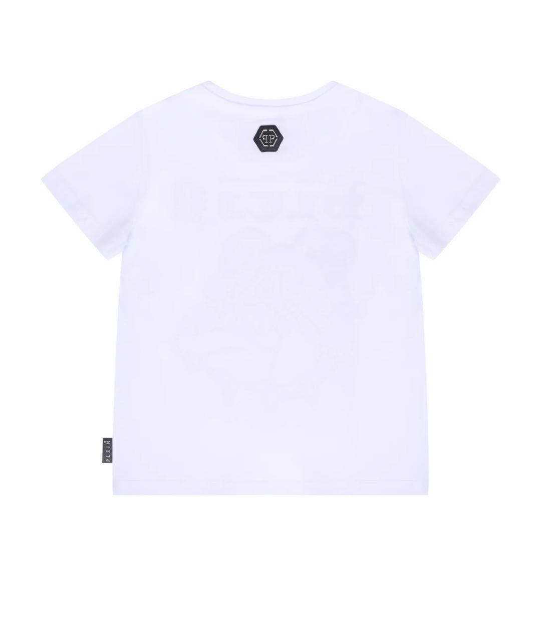 PHILIPP PLEIN Белая хлопковая детская футболка, фото 2