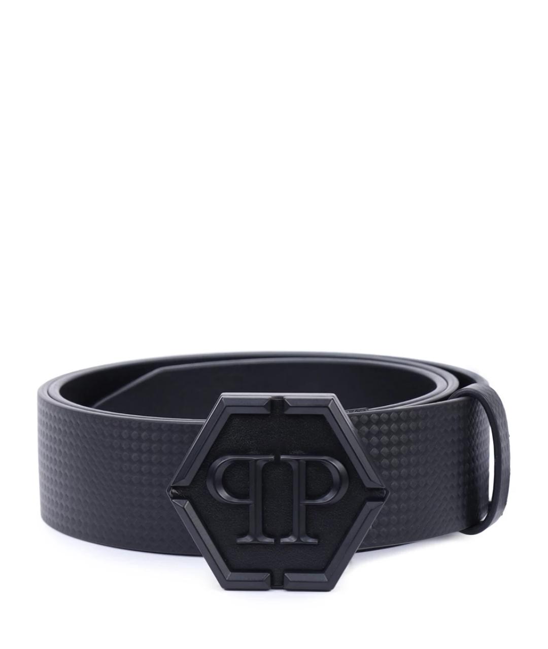 PHILIPP PLEIN Черный кожаный ремень, фото 1