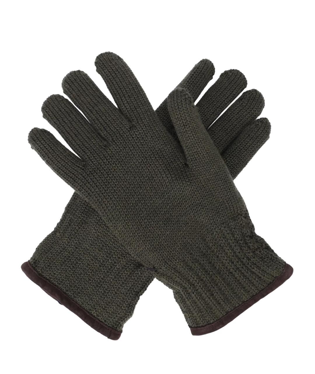 PAUL & SHARK Зеленые шерстяные перчатки, фото 2