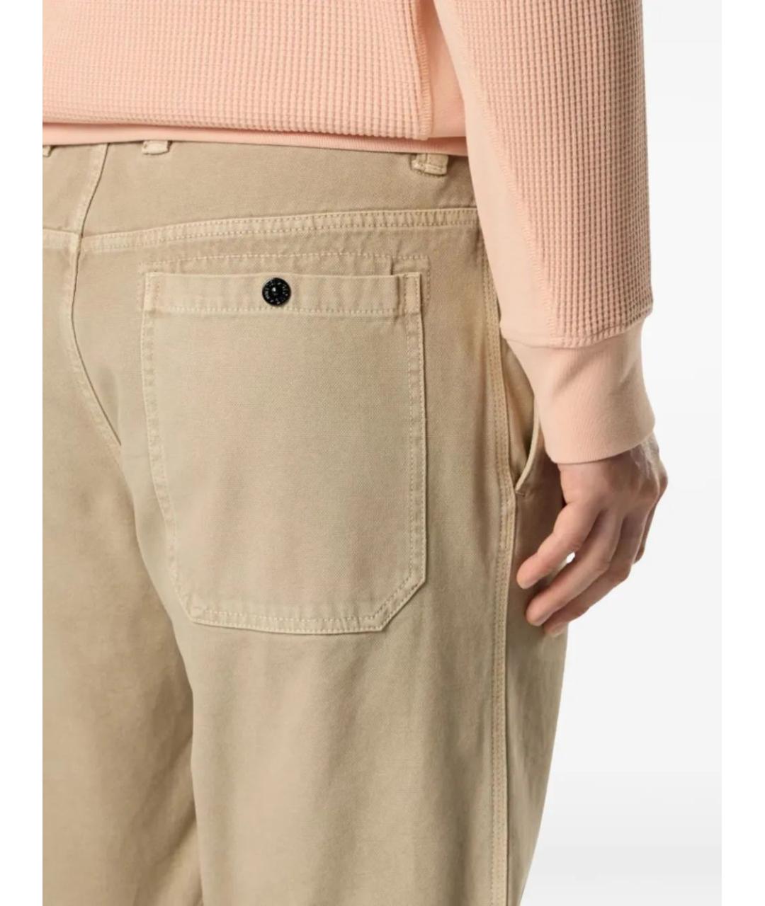 STONE ISLAND Бежевые хлопковые повседневные брюки, фото 3