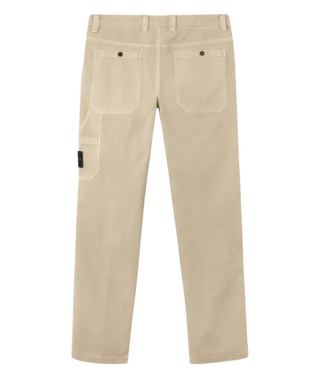 STONE ISLAND Бежевые хлопковые повседневные брюки, фото 4