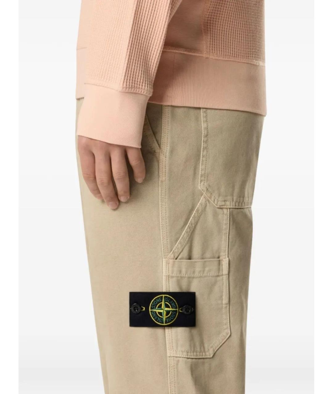 STONE ISLAND Бежевые хлопковые повседневные брюки, фото 2