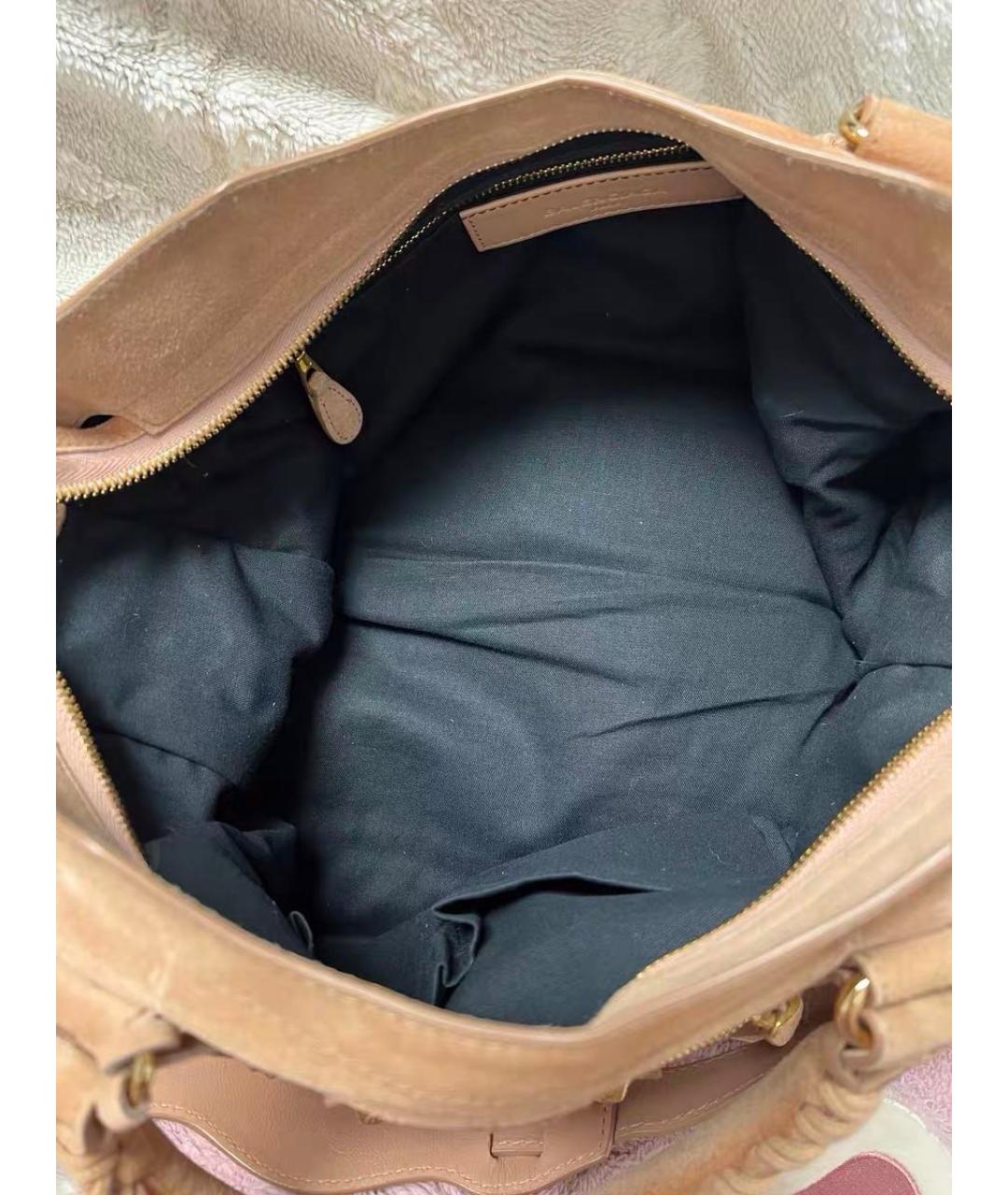 BALENCIAGA Бежевая замшевая сумка с короткими ручками, фото 4