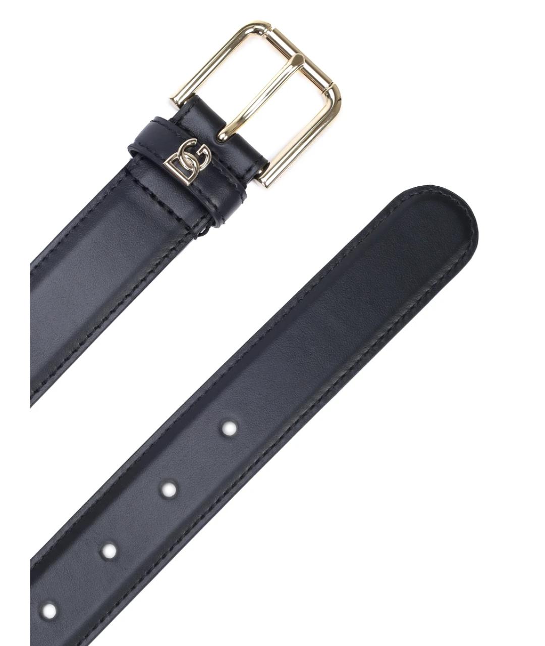 DOLCE&GABBANA Черный кожаный ремень, фото 3