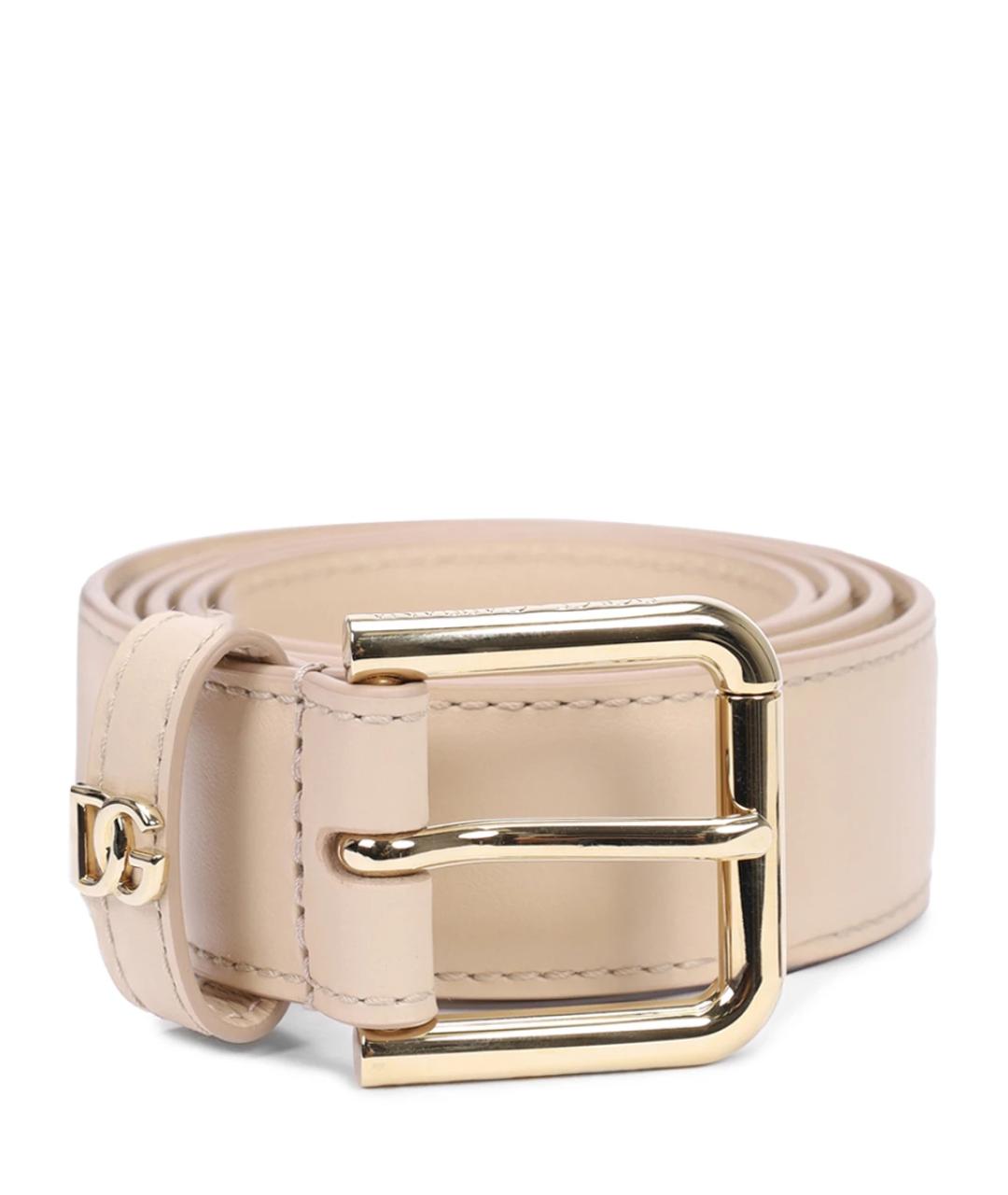 DOLCE&GABBANA Бежевый кожаный ремень, фото 1