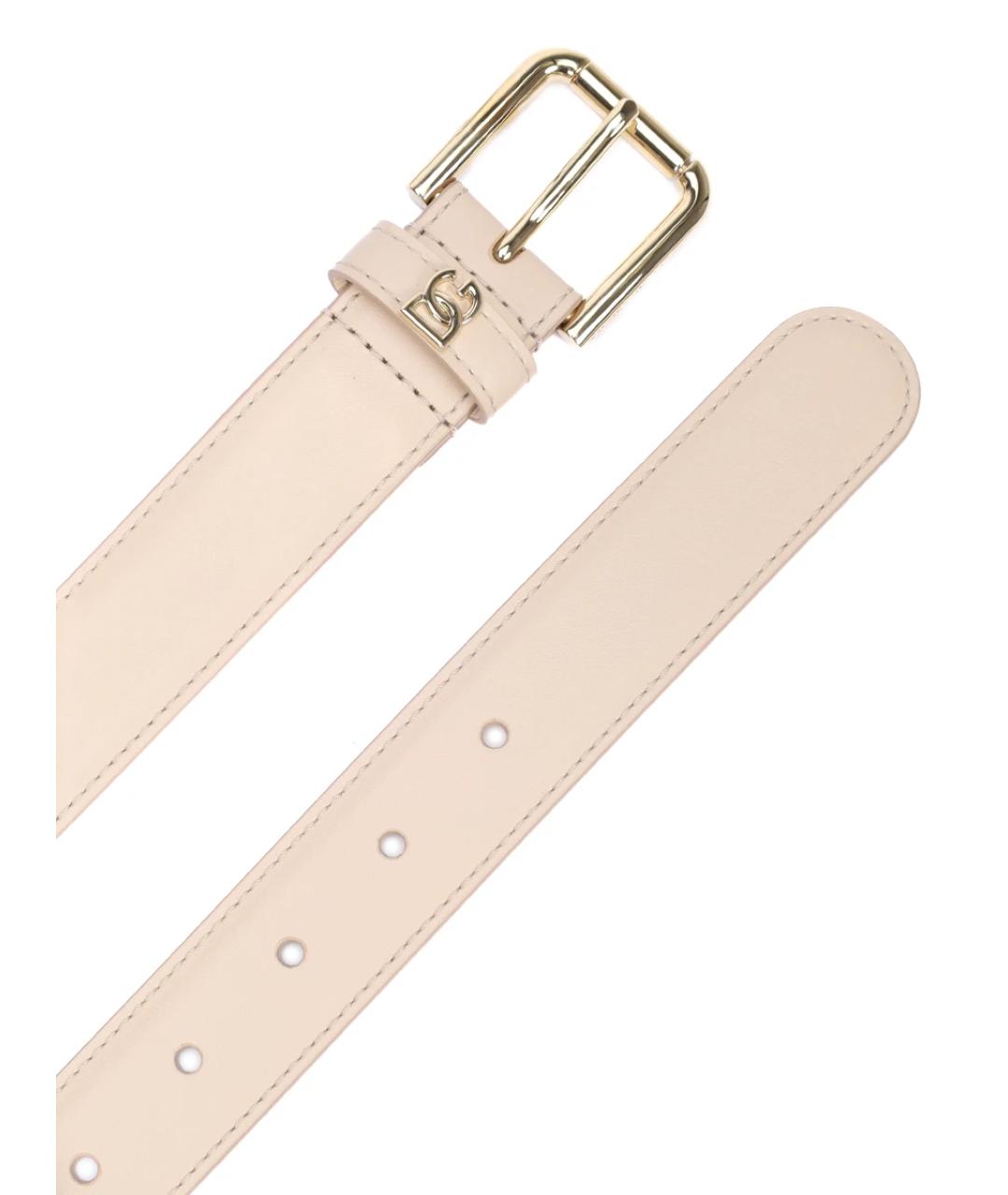 DOLCE&GABBANA Бежевый кожаный ремень, фото 3