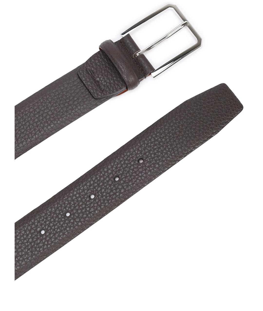 SANTONI Коричневый кожаный ремень, фото 3