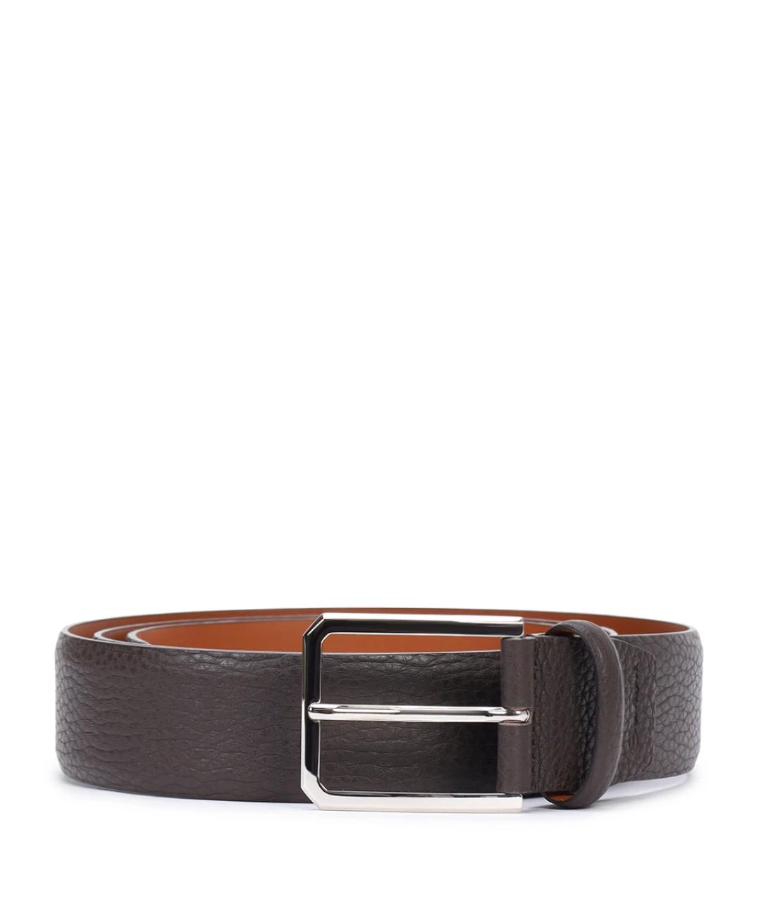 SANTONI Коричневый кожаный ремень, фото 1
