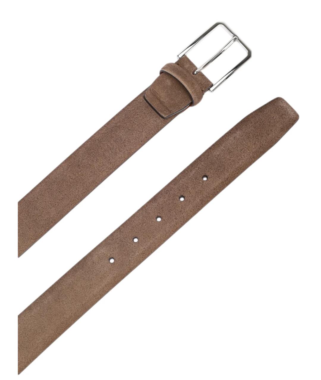 SANTONI Коричневый замшевый ремень, фото 3