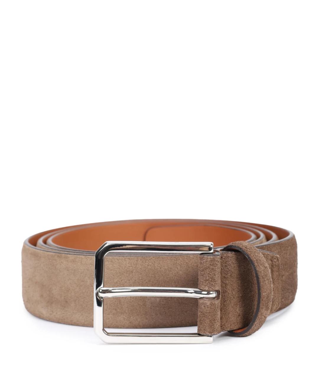 SANTONI Коричневый замшевый ремень, фото 1