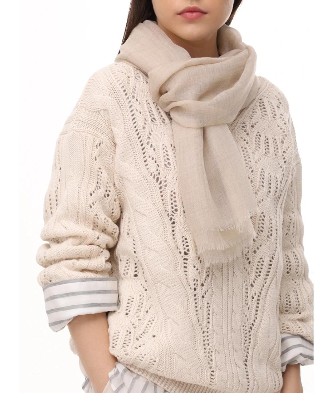 AGNONA Бежевый кашемировый шарф, фото 2