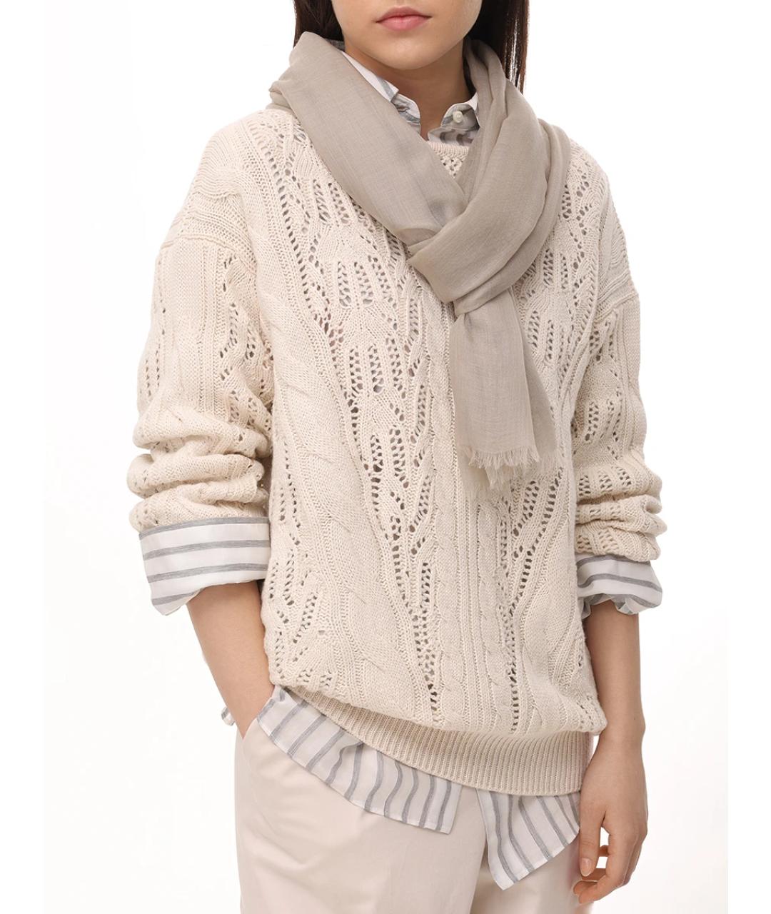 AGNONA Бежевый кашемировый шарф, фото 2