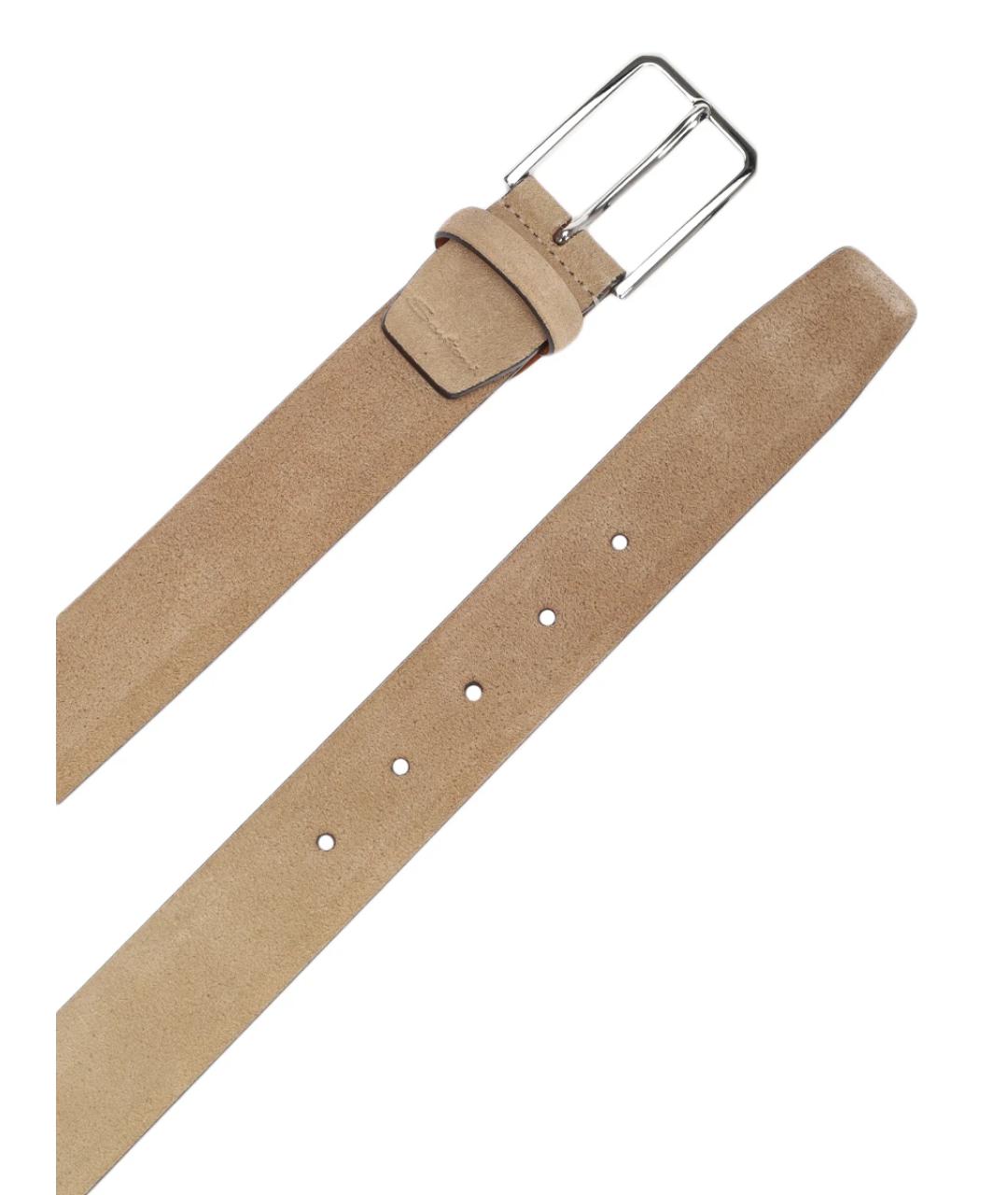 SANTONI Бежевый замшевый ремень, фото 3