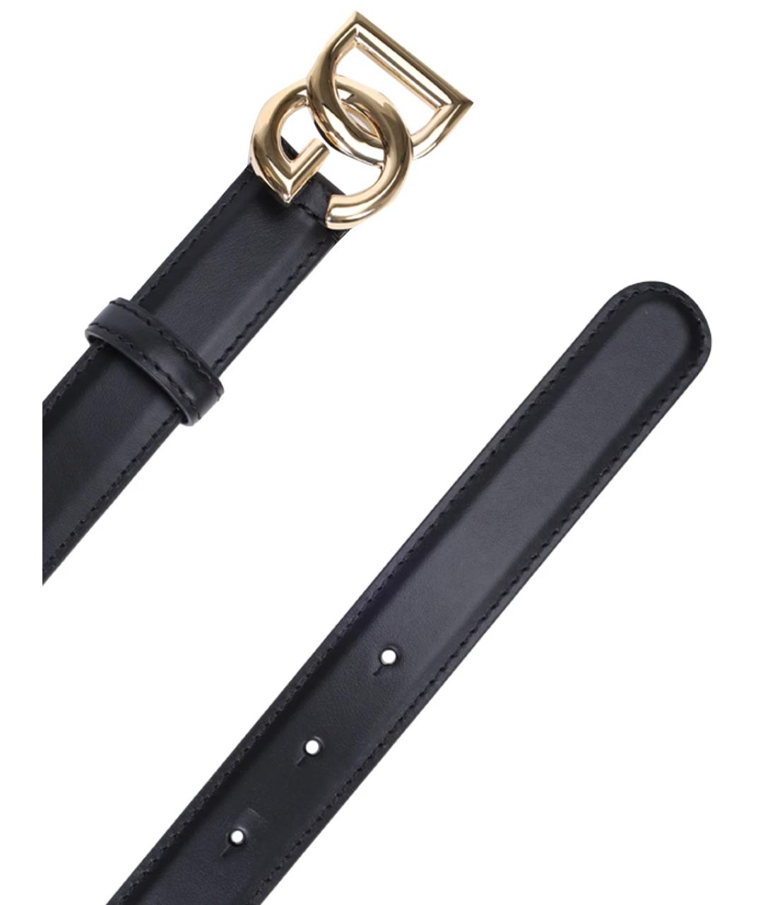 DOLCE&GABBANA Черный кожаный ремень, фото 3