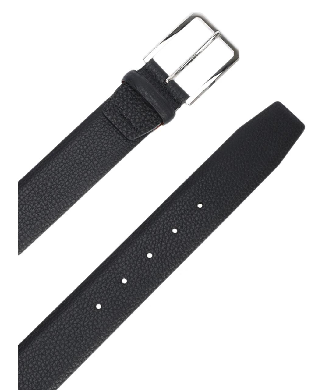 SANTONI Черный кожаный ремень, фото 3