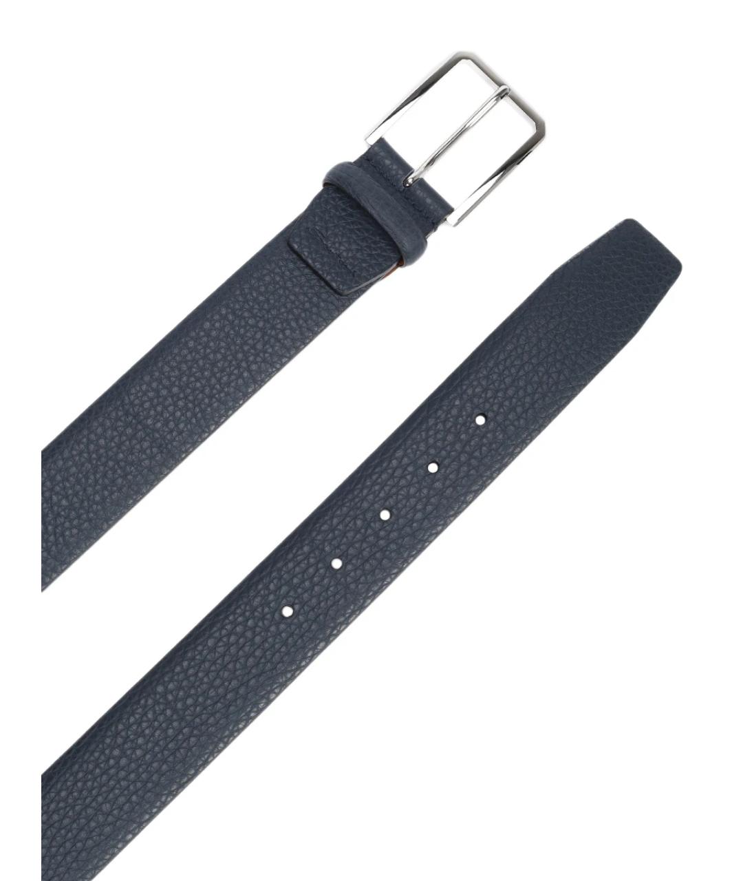 SANTONI Синий кожаный ремень, фото 3