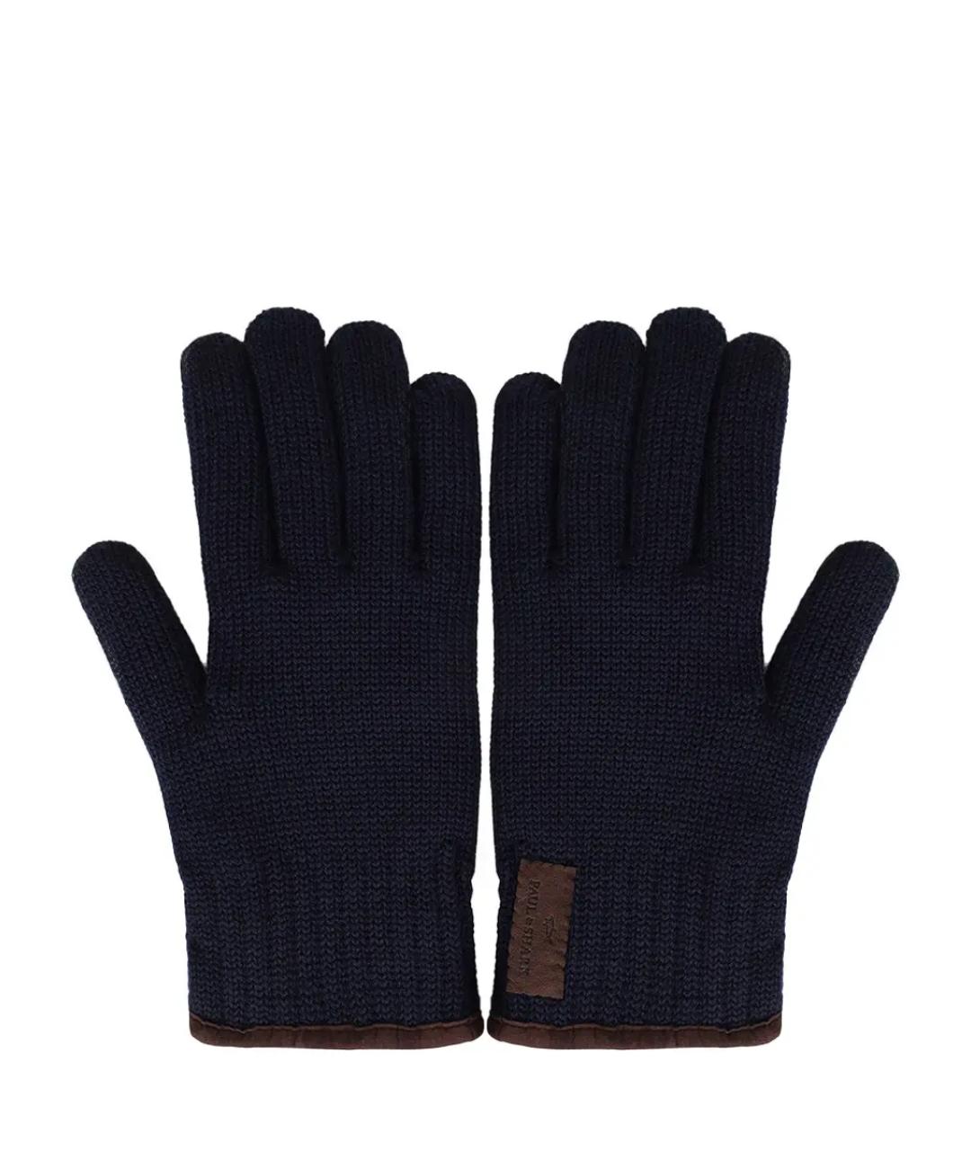 PAUL & SHARK Темно-синие шерстяные перчатки, фото 1