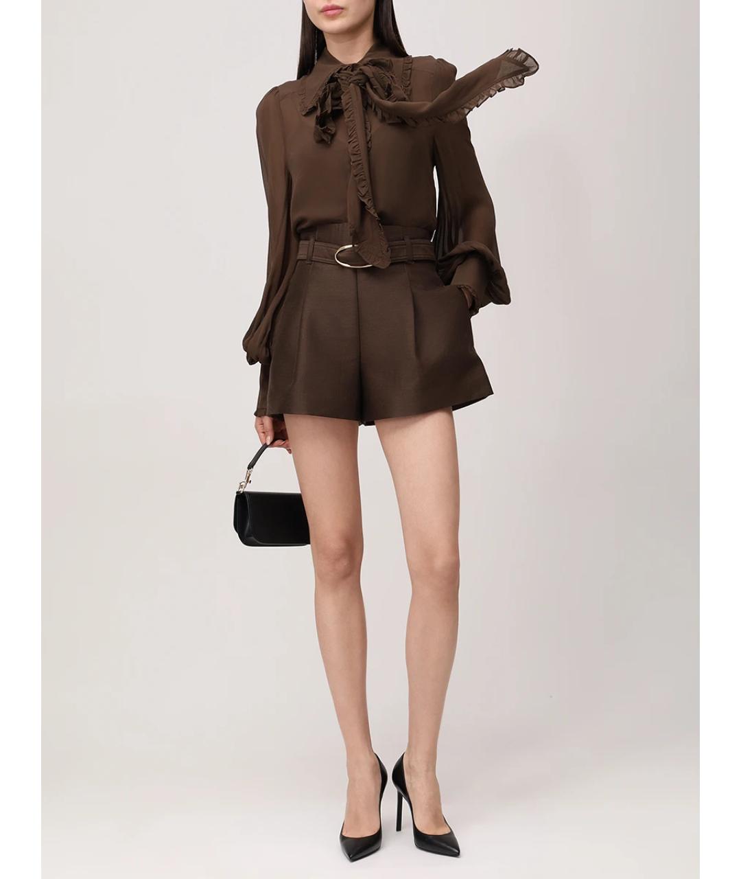 ZIMMERMANN Коричневые шерстяные шорты, фото 2