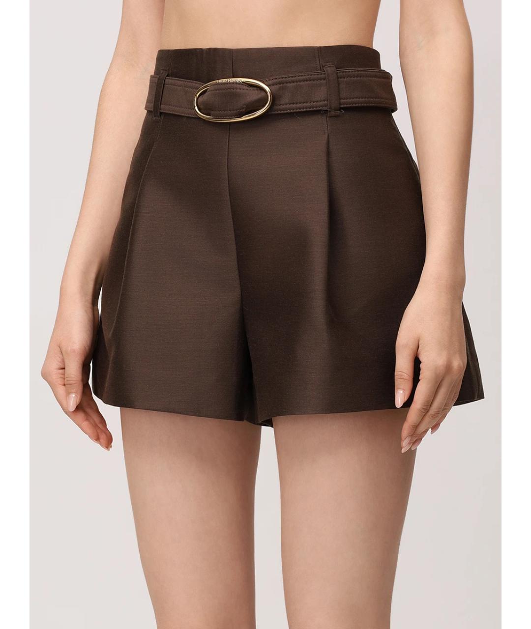 ZIMMERMANN Коричневые шерстяные шорты, фото 4