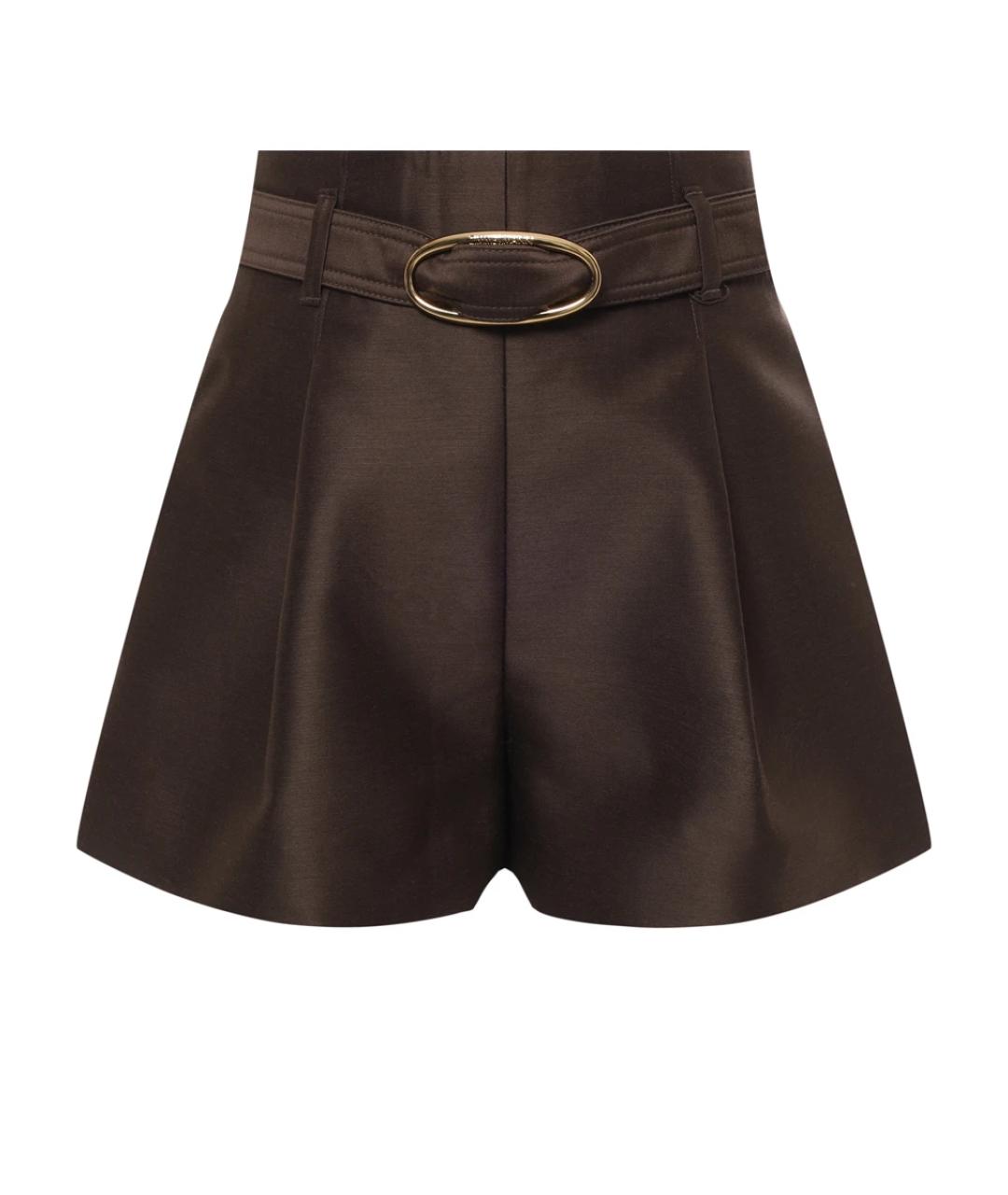 ZIMMERMANN Коричневые шерстяные шорты, фото 1