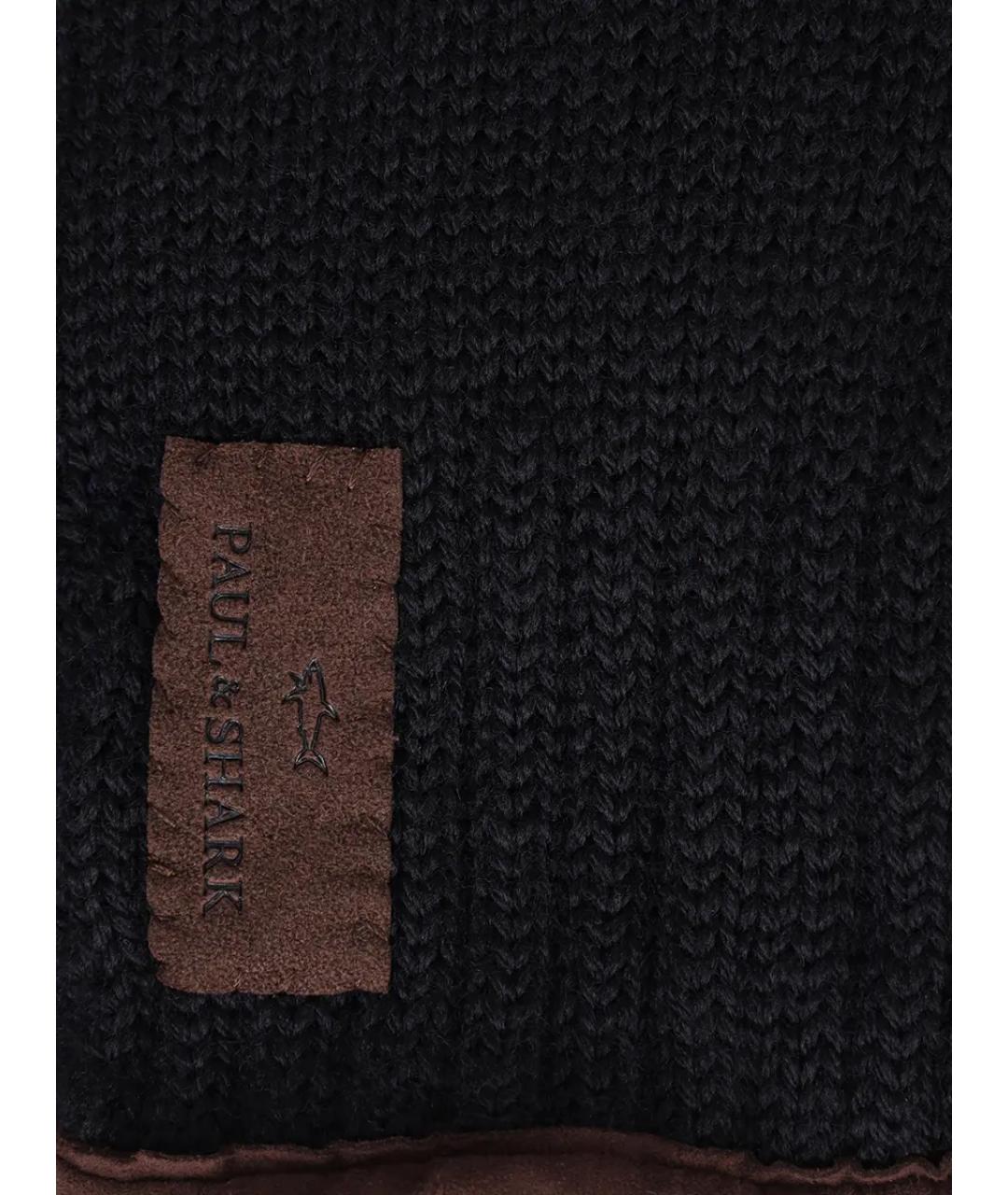 PAUL & SHARK Черные шерстяные перчатки, фото 3