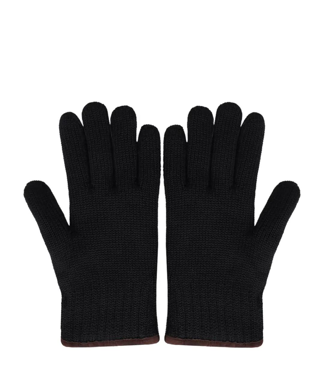 PAUL & SHARK Черные шерстяные перчатки, фото 2