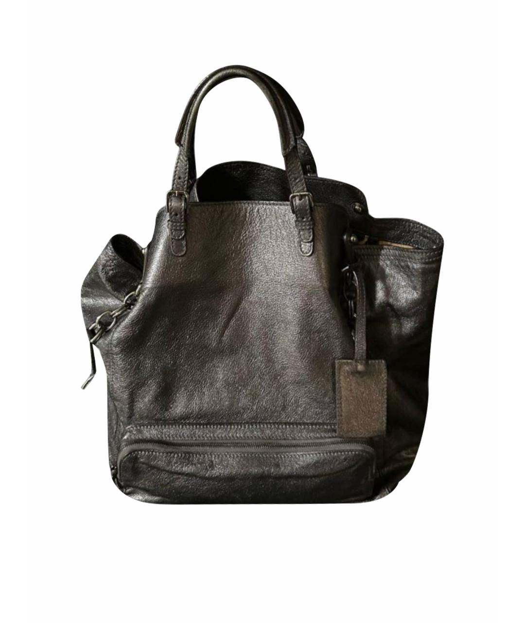 DOLCE&GABBANA Серебряная кожаная сумка с короткими ручками, фото 1