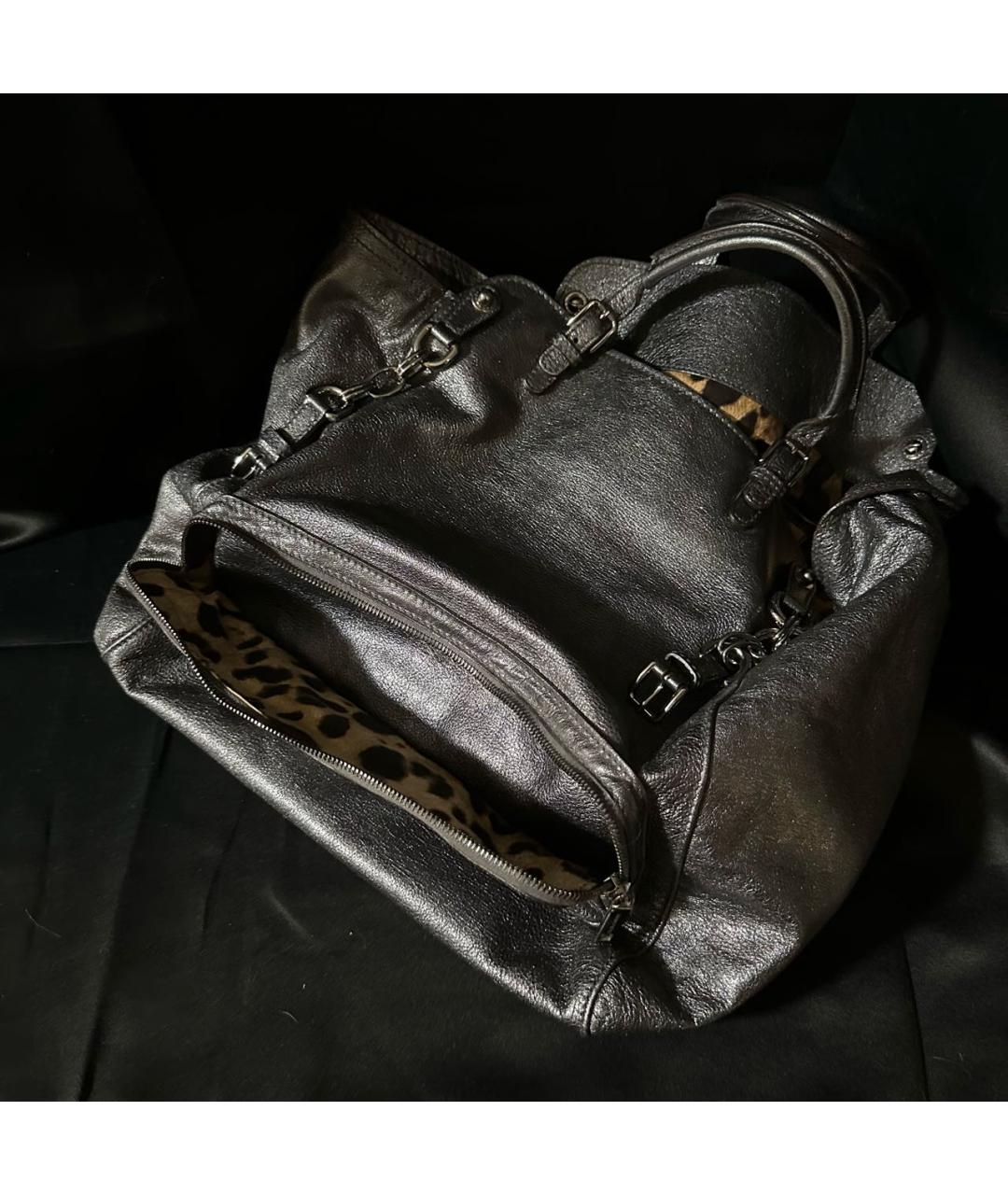 DOLCE&GABBANA Серебряная кожаная сумка с короткими ручками, фото 4