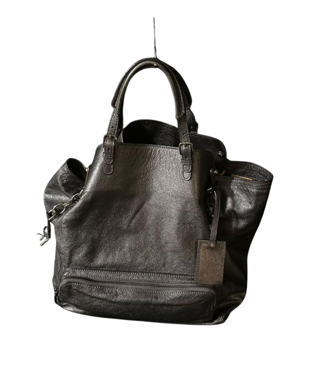 DOLCE&GABBANA Серебряная кожаная сумка с короткими ручками, фото 10