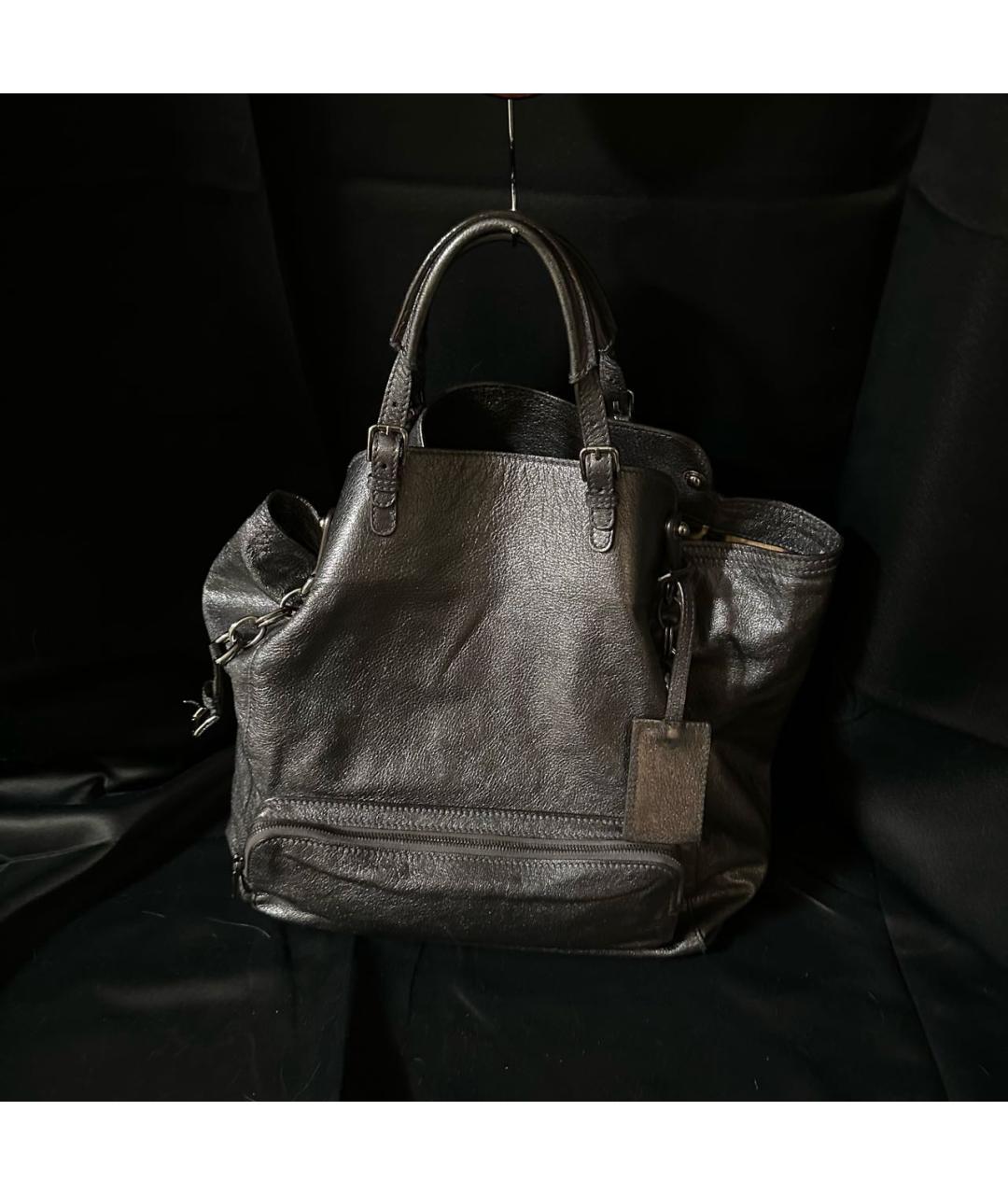 DOLCE&GABBANA Серебряная кожаная сумка с короткими ручками, фото 9