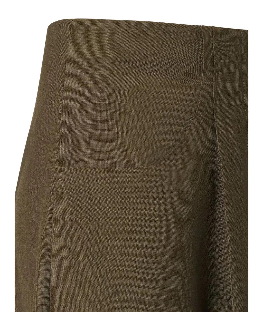 FENDI Зеленые шерстяные прямые брюки, фото 3