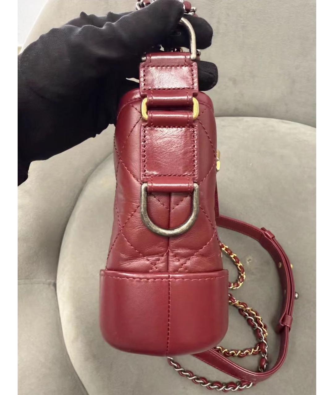 CHANEL Бордовая кожаная сумка через плечо, фото 5