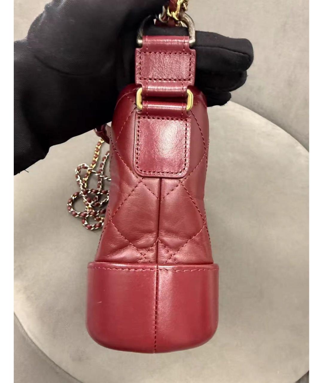 CHANEL Бордовая кожаная сумка через плечо, фото 6