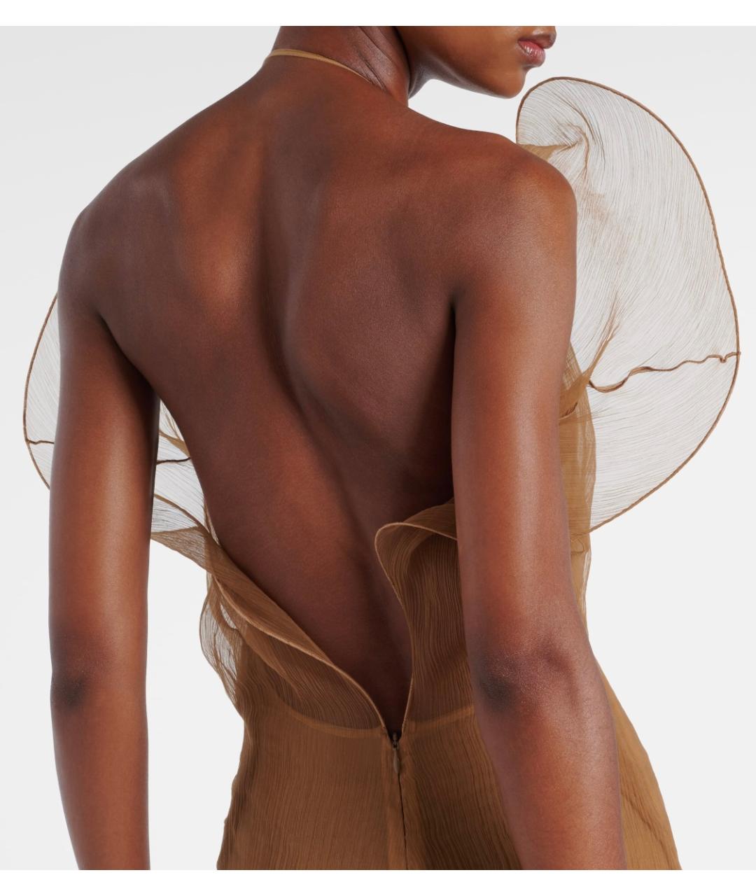 MAGDA BUTRYM Бежевое шелковое коктейльное платье, фото 5