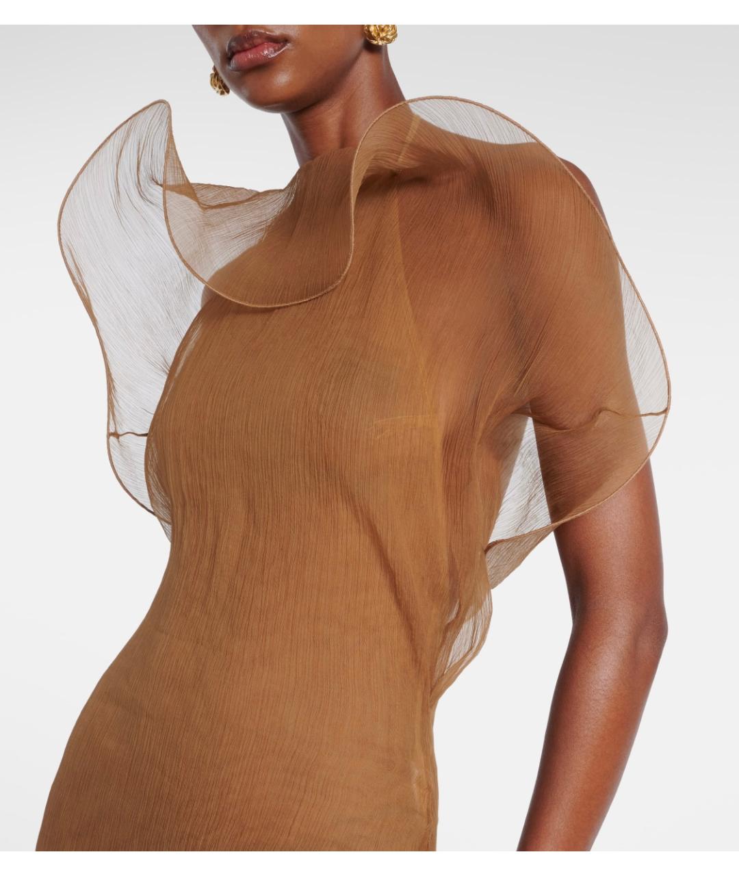 MAGDA BUTRYM Бежевое шелковое коктейльное платье, фото 4