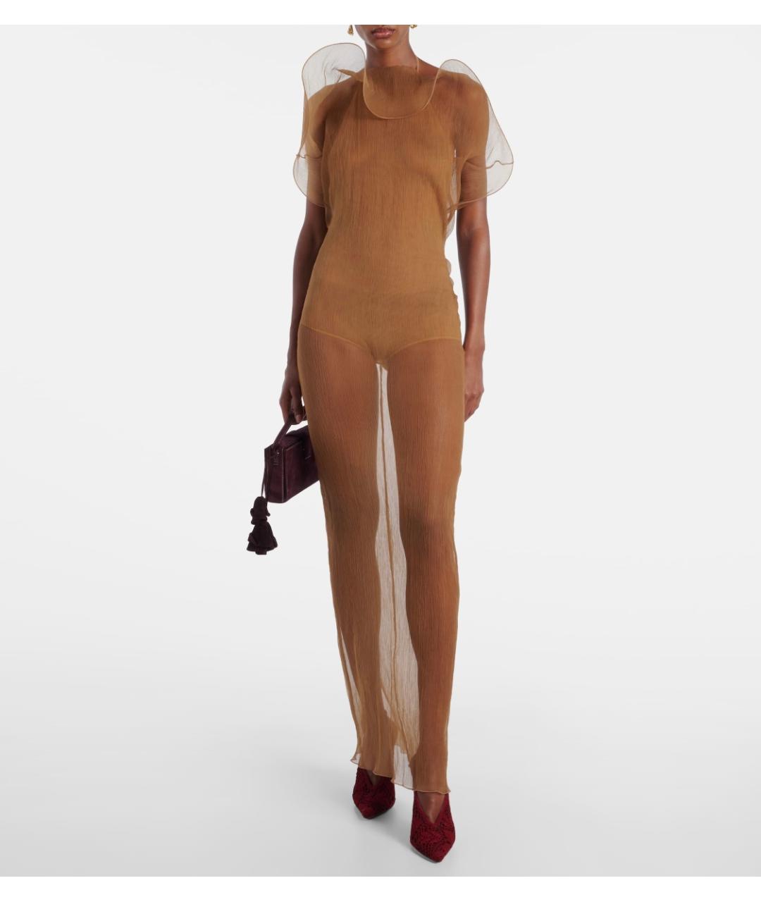 MAGDA BUTRYM Бежевое шелковое коктейльное платье, фото 2