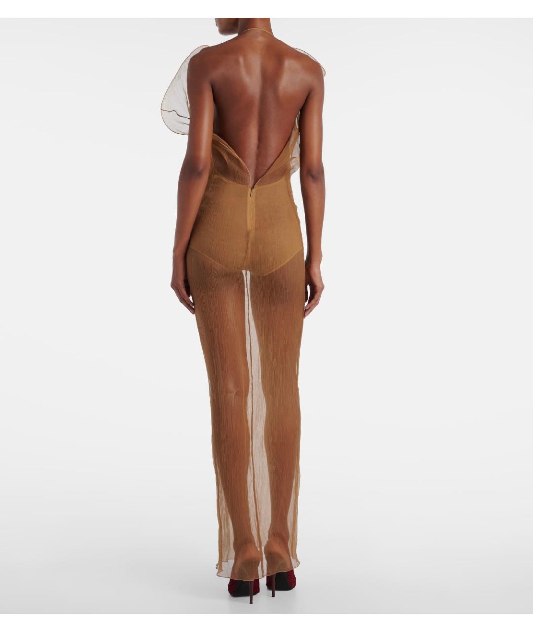 MAGDA BUTRYM Бежевое шелковое коктейльное платье, фото 3