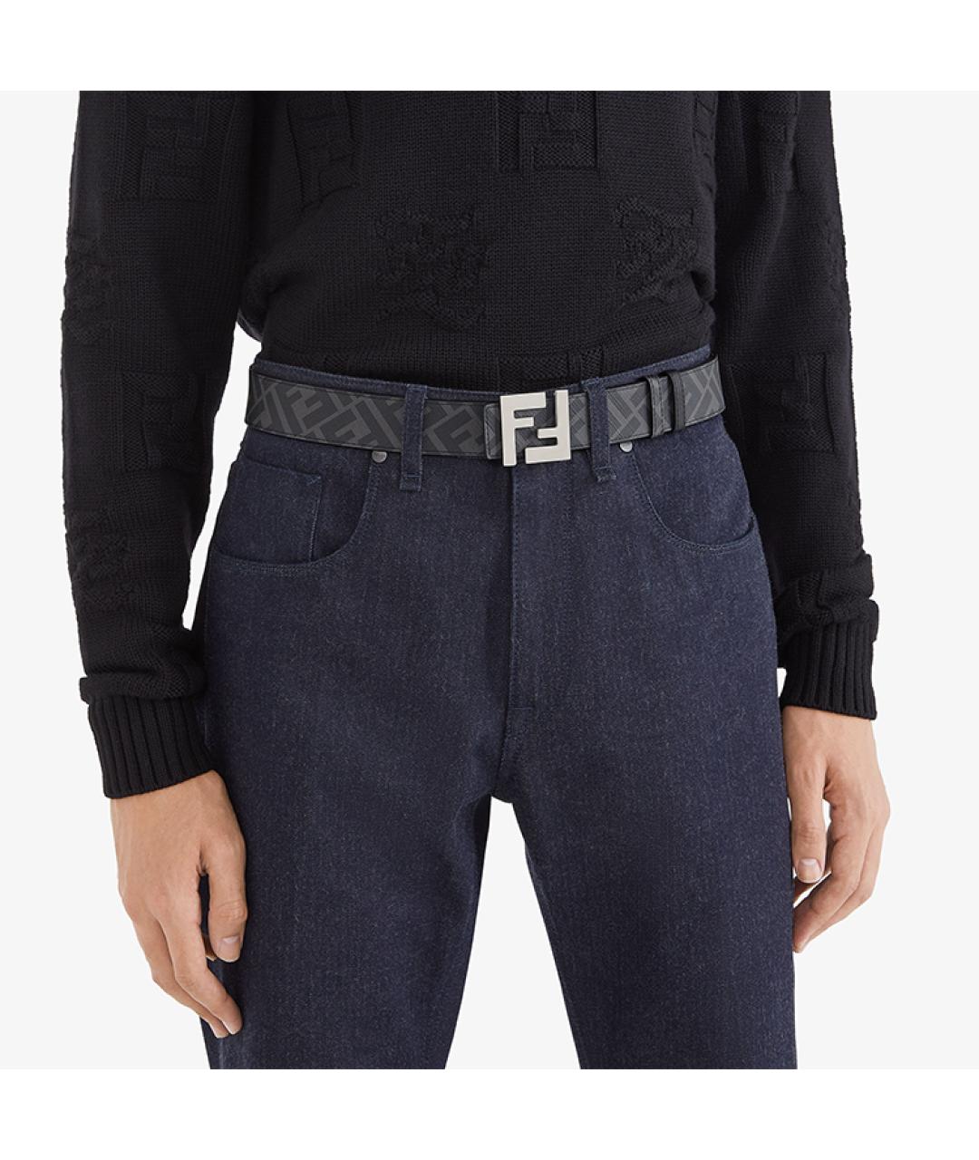 FENDI Черный кожаный ремень, фото 5