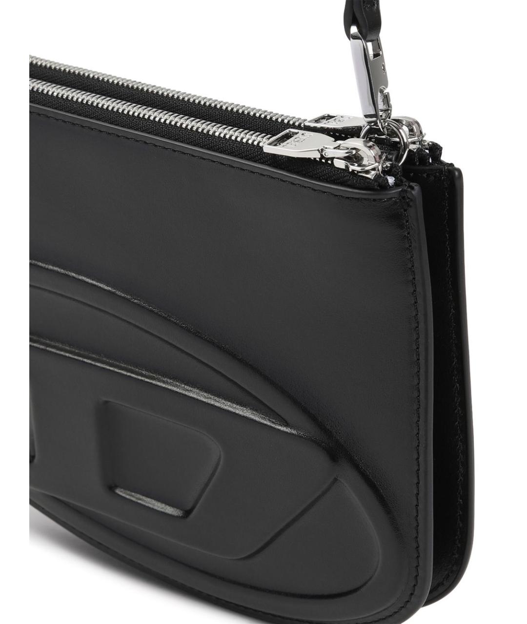 DIESEL Черная кожаная сумка с короткими ручками, фото 3