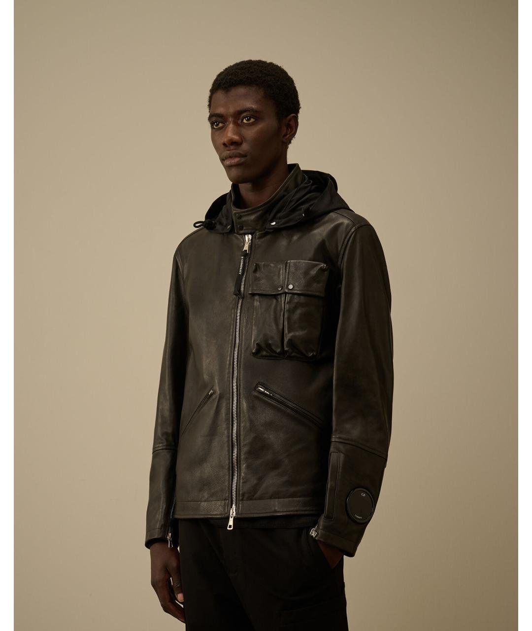 CP COMPANY Черная кожаная куртка, фото 3