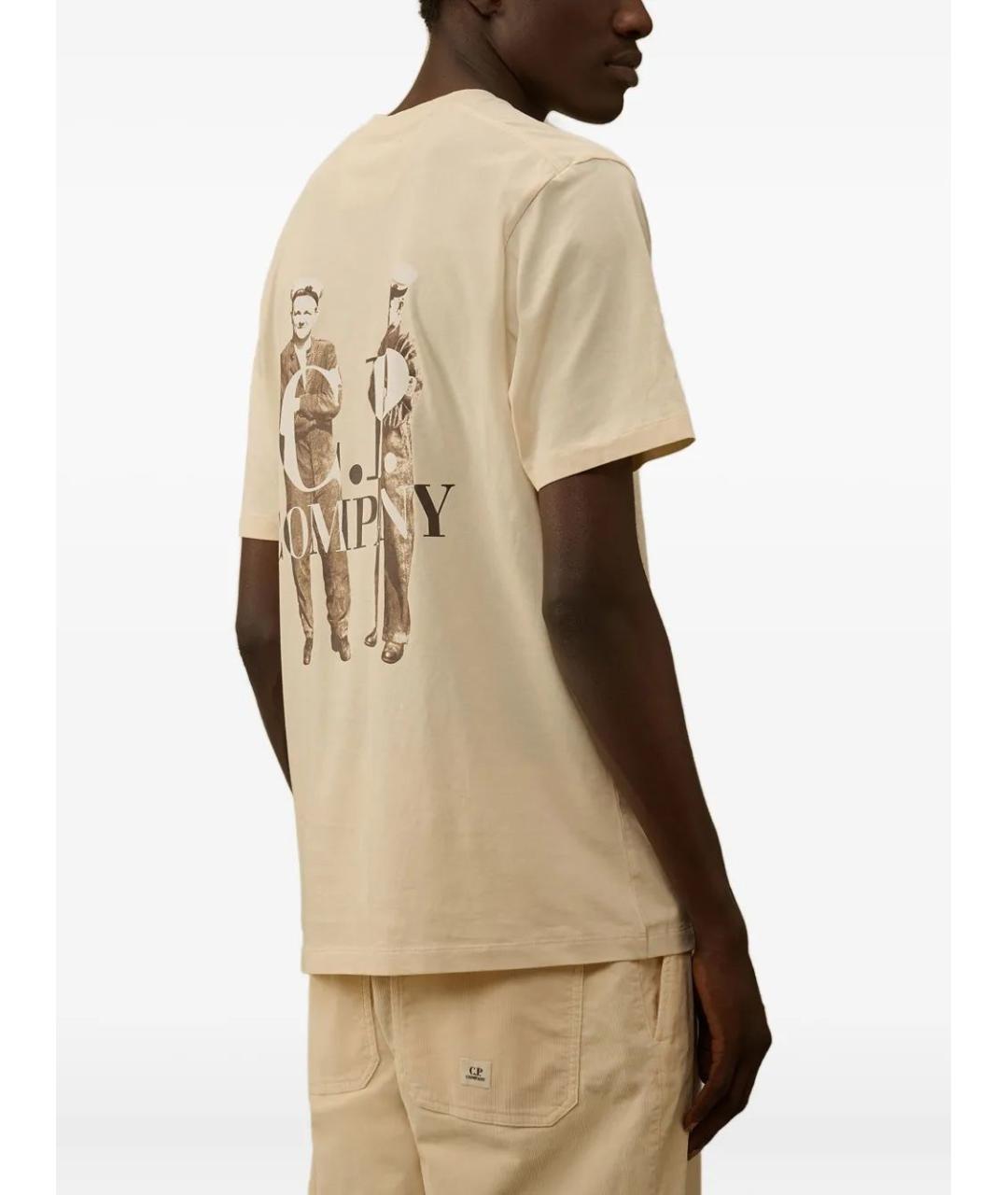 CP COMPANY Бежевая хлопковая футболка, фото 2