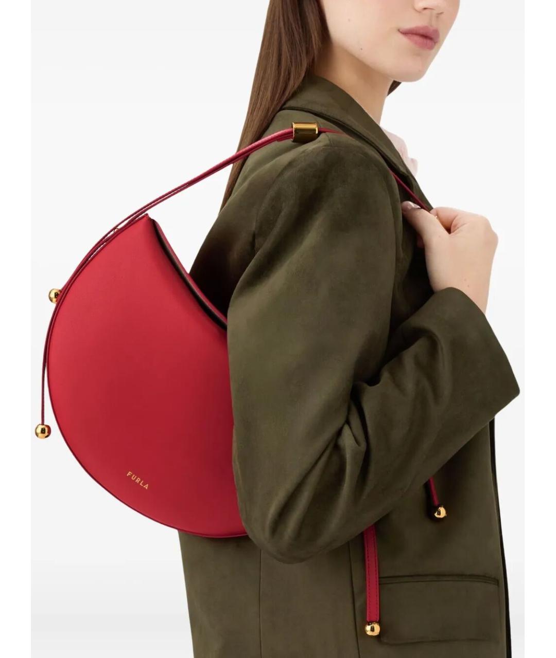 FURLA Красная кожаная сумка через плечо, фото 5