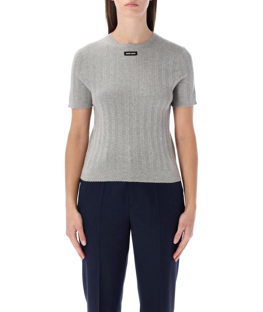 MIU MIU Серый хлопковый джемпер / свитер, фото 2