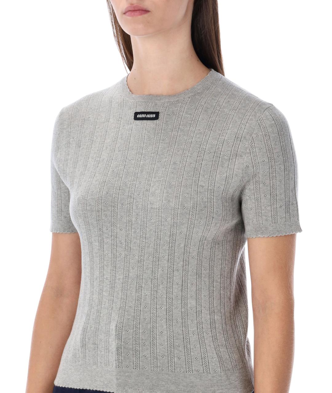 MIU MIU Серый хлопковый джемпер / свитер, фото 4