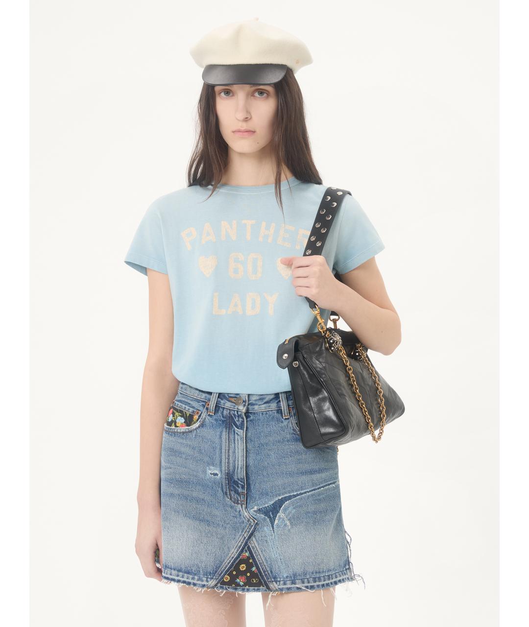 VALENTINO Голубая хлопковая футболка, фото 3