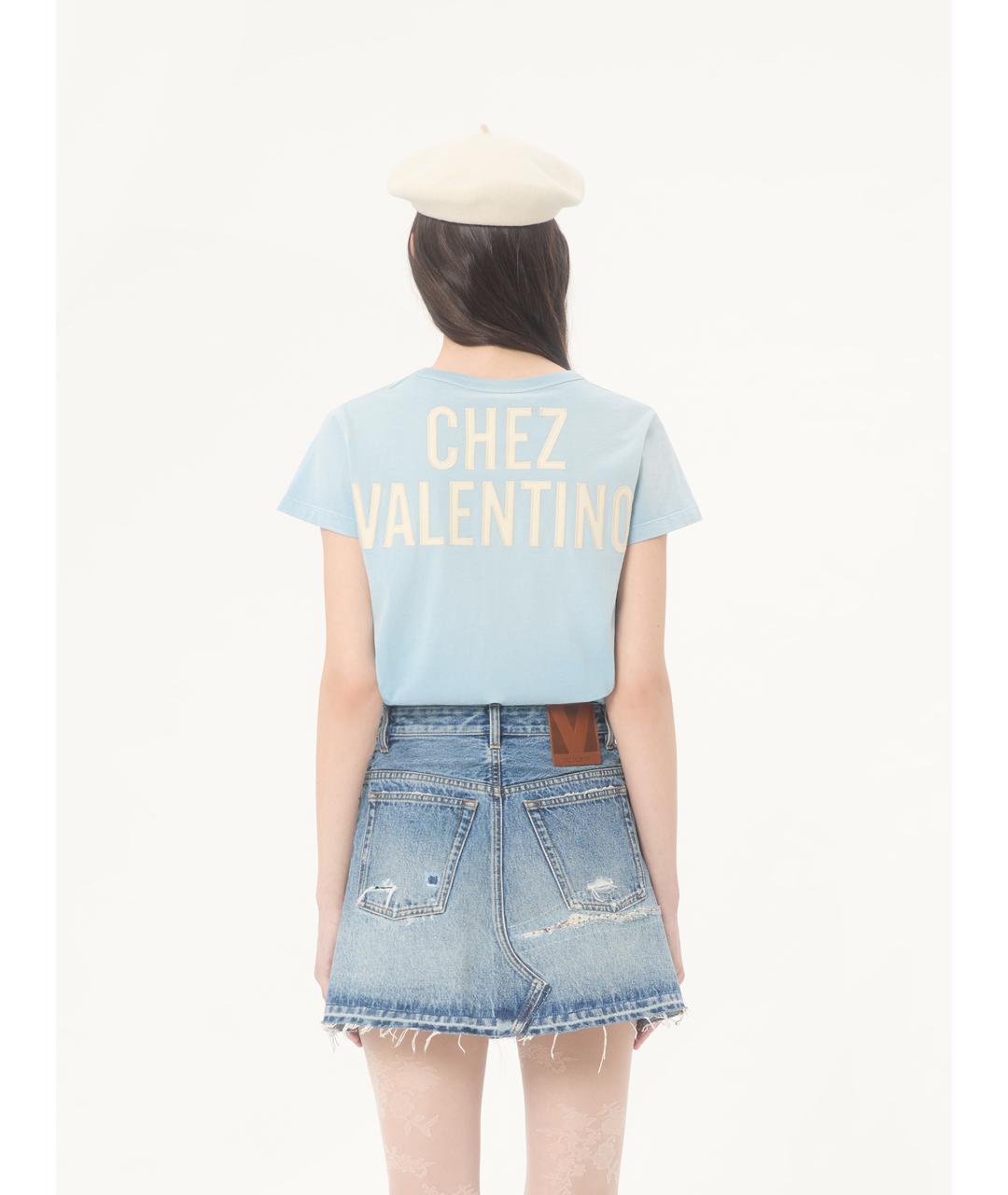 VALENTINO Голубая хлопковая футболка, фото 5