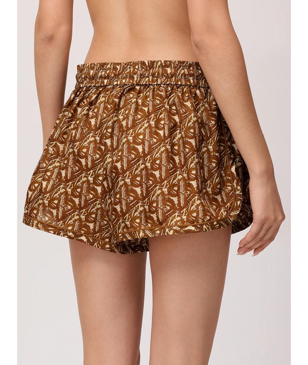 ZIMMERMANN Коричневые шелковые шорты, фото 3