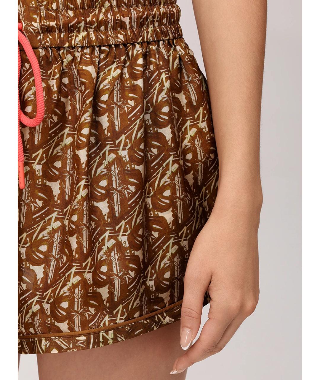 ZIMMERMANN Коричневые шелковые шорты, фото 5