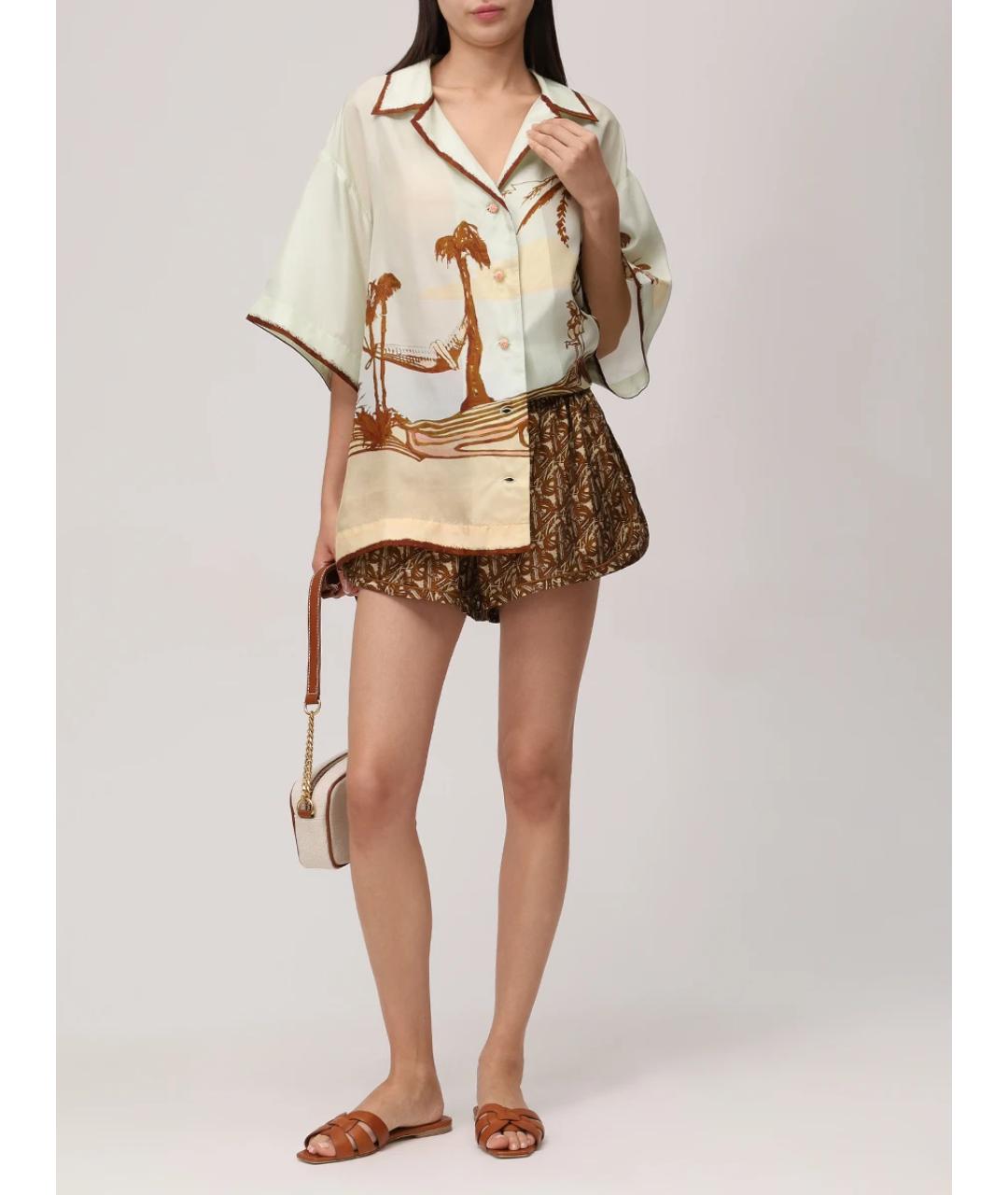 ZIMMERMANN Коричневые шелковые шорты, фото 2